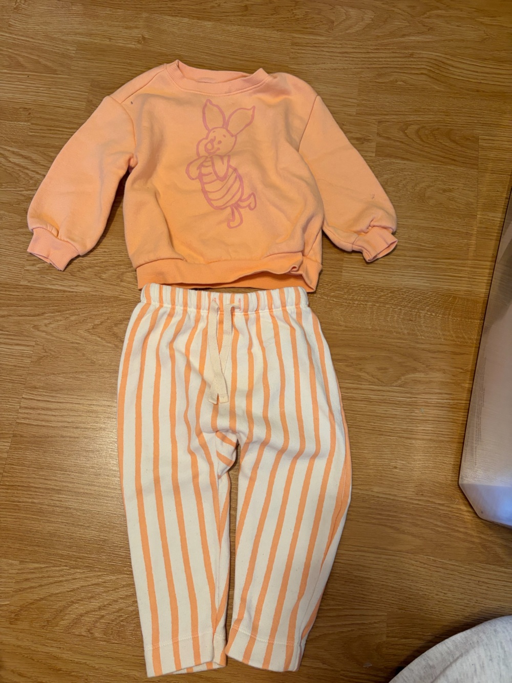 Kids Striped Peach and White Pull-On Bottoms